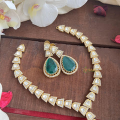 Trendy Green Victorian Diamond Neckpiece-Tilak-VV1827