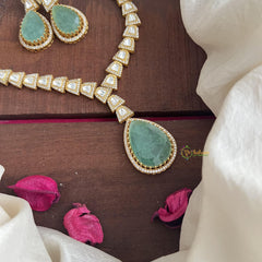 Trendy Aqua Green Victorian Diamond Neckpiece-Tilak-VV1830