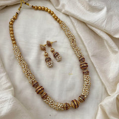 Gold Look Alike Golden Beaded Malai-Cluster Pearl-G13381