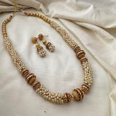 Gold Look Alike Golden Beaded Malai-Cluster Pearl-G13381