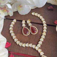 Trendy Red Victorian Diamond Neckpiece-Tilak-VV1829