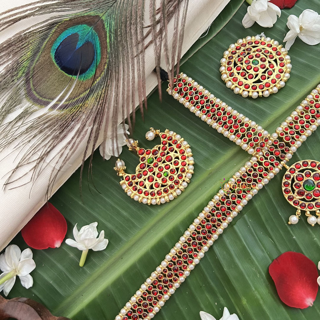 Vriksham Traditional Kemp Three Dot Tikka With Chandran Suriyan-Red Green-G19643