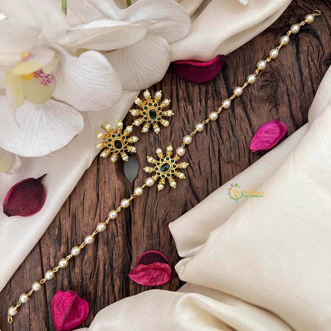 Vriksham Green Kemp Stone & Pearl Circle Choker Neckpiece-G21799