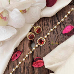 Vriksham Royal Crimson Square-Cut Ruby & Pearl Choker Neckpiece-G21800