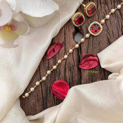 Vriksham Royal Crimson Square-Cut Ruby & Pearl Choker Neckpiece-G21800