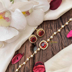 Vriksham Royal Crimson Square-Cut Ruby & Pearl Choker Neckpiece-G21800