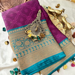 Grape Wine Color Kora Muslin Saree -VS3780