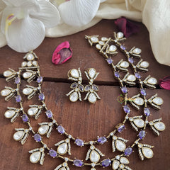 Elegant 2 Layer Lavender Victorian Diamond Neckpiece-Tear Drop-VV1812