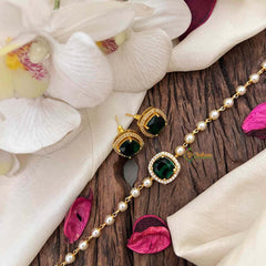 Vriksham Royal Crimson Square-Cut Green Emerald  & Pearl Choker Neckpiece-G21801