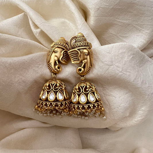 Premium Ganpati Jhumkas-Pearl-G13457