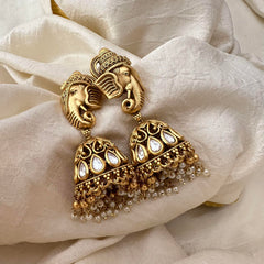 Premium Ganpati Jhumkas-Pearl-G13457