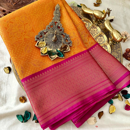 Double Shaded Mustard Kora Muslin Saree -VS3781