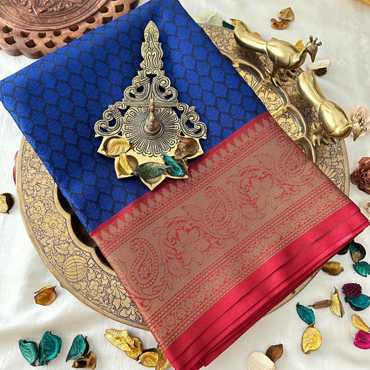 Dark Blue Kora Muslin Saree -VS3783