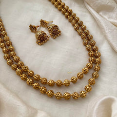 Gold Look Alike Beaded Malai-2 Layer-G13369