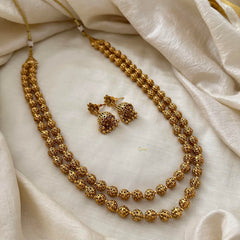 Gold Look Alike Beaded Malai-2 Layer-G13369