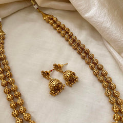 Gold Look Alike Beaded Malai-2 Layer-G13369