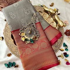 Grey Kora Muslin Saree -VS3795