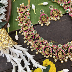 Vrikshamv Premium 15 Lakshmi Chakri  Kundan Jadau Long Neckpiece-Pearls-J4023