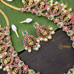 Vrikshamv Premium 15 Lakshmi Chakri  Kundan Jadau Long Neckpiece-Pearls-J4023