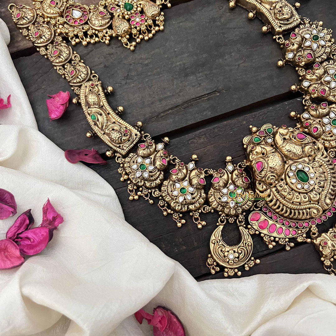 Vriksham Classic Elegant Peacock With Floral Style 1 gm Gold Bridal Set-Gold Bead-G20432