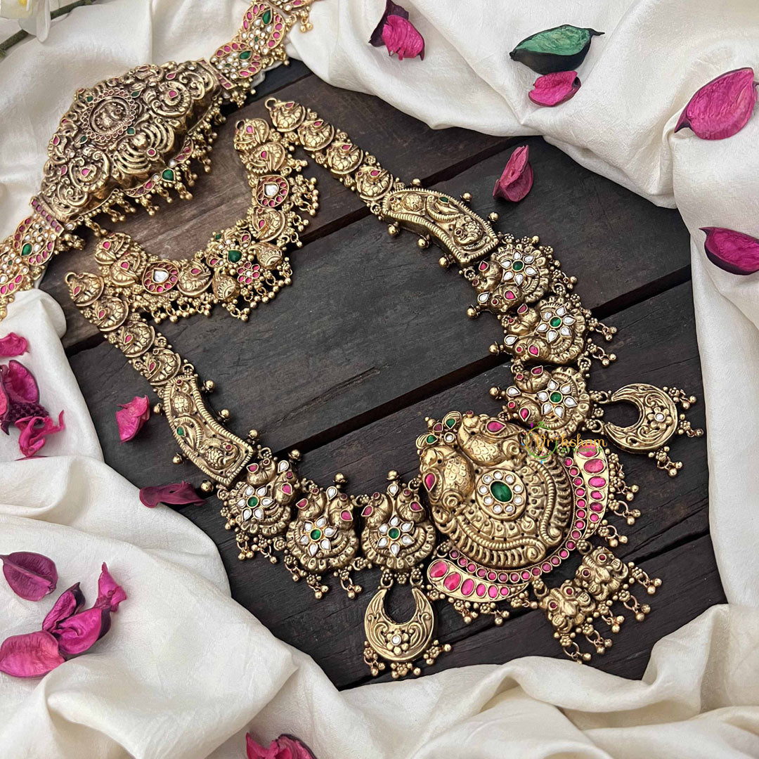 Vriksham Classic Elegant Peacock With Floral Style 1 gm Gold Bridal Set-Gold Bead-G20432