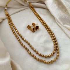 Simple Gold Look Alike 2 Layered Beaded Malai-G13365