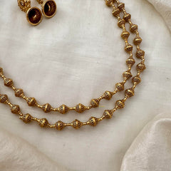 Gold Look Alike Beaded Malai-2 Layer-G13368