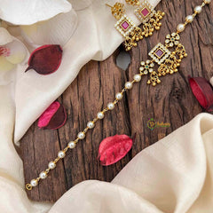 Vriksham Grand Festive Emerald Square Choker with Ruby Accents Pearls  Choker Neckpiece-Red Green-G21804