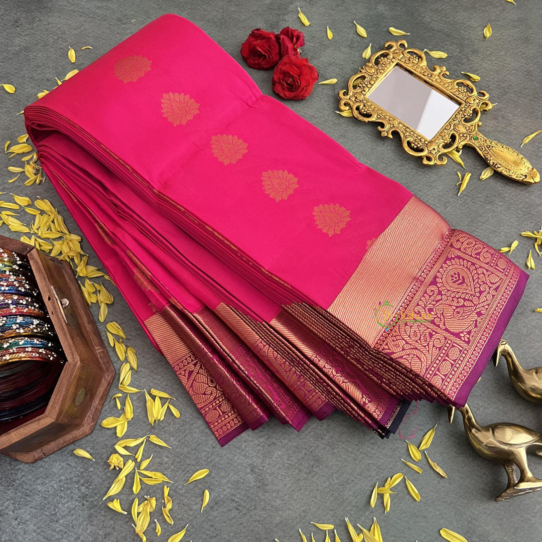 Hot Pink Semi Soft Silk Saree-VS4035