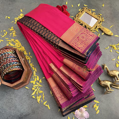 Hot Pink Semi Soft Silk Saree-VS4035