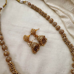 Gold Look Alike Beaded Malai-Pearl-G13377