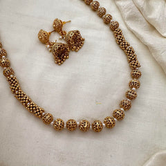 Gold Look Alike Beaded Malai-Pearl-G13377