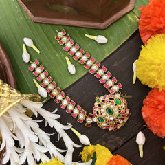 Vriksham Unique Leaf Style Floral Pendant Kundan Jadau Short Neckpiece-Removable Neckpiece-J4051