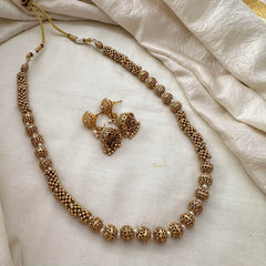 Gold Look Alike Beaded Malai-Pearl-G13377