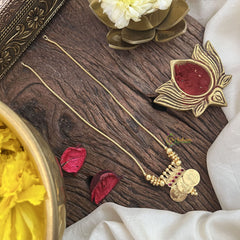 Vriksham Unique Lakshmi 3 Coin Neckpiece-Red-G18870