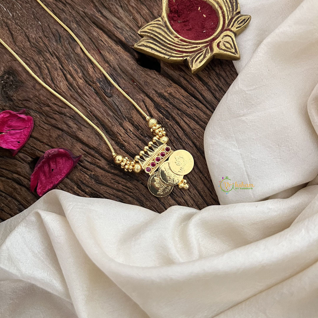 Vriksham Unique Lakshmi 3 Coin Neckpiece-Red-G18870