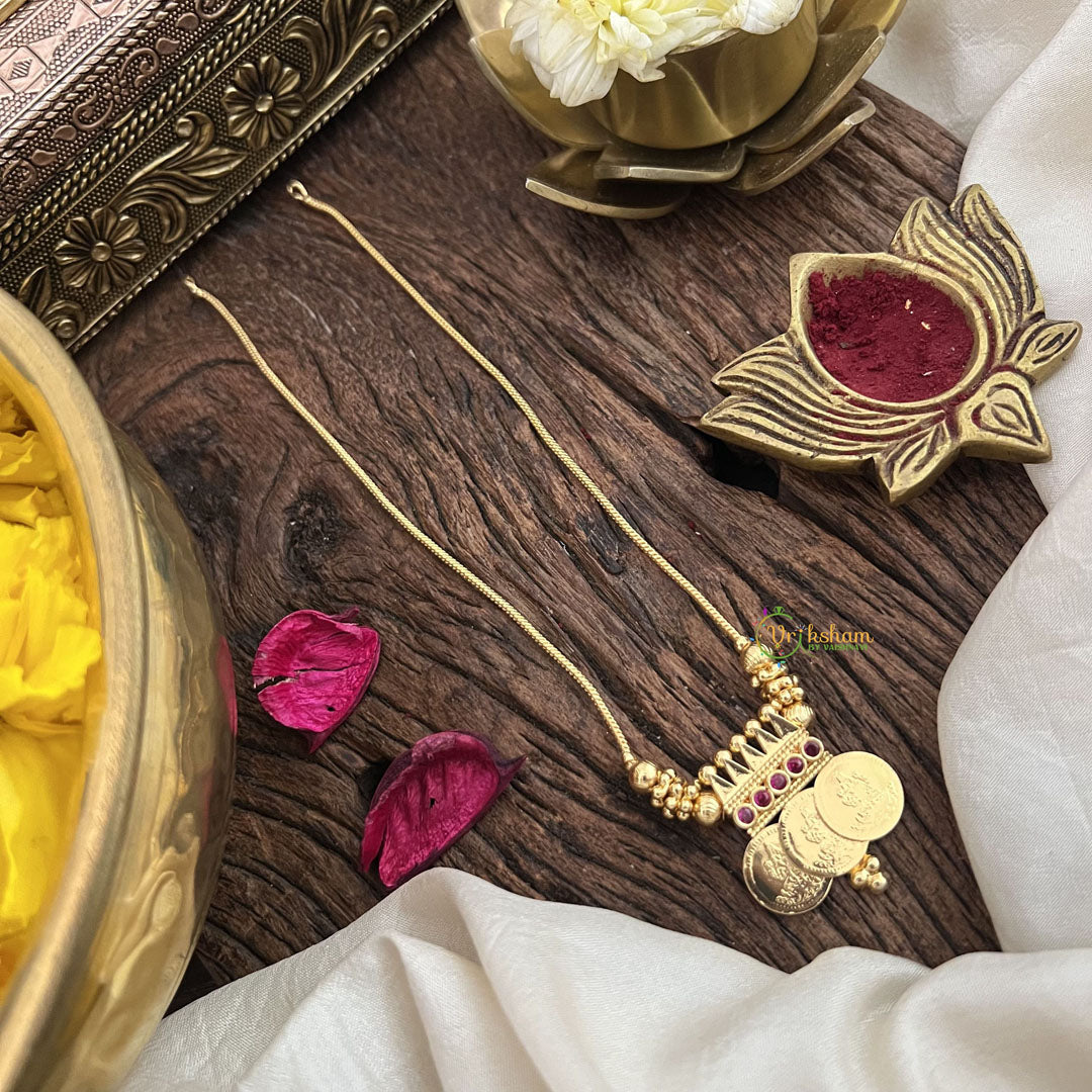 Vriksham Unique Lakshmi 3 Coin Neckpiece-Red-G18870