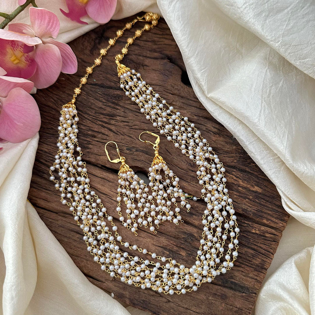 Elegant 8 Layered White Pearl Malai-G12198