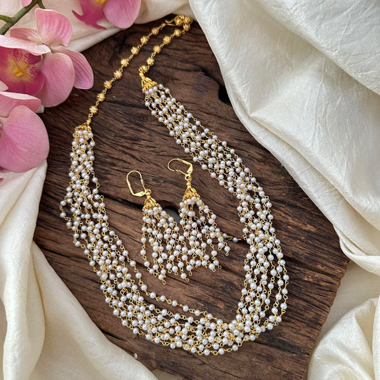 Elegant 8 Layered White Pearl Malai-G12198