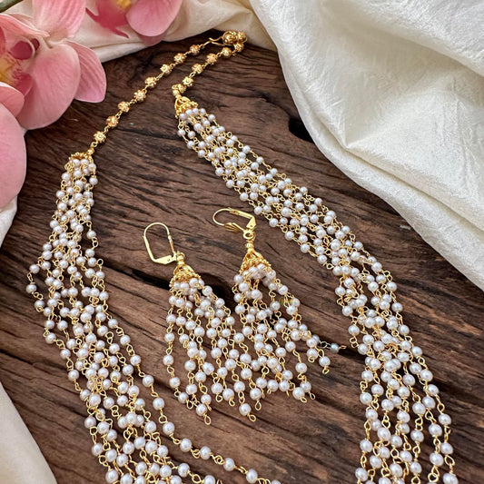 Elegant 8 Layered White Pearl Malai-G12198