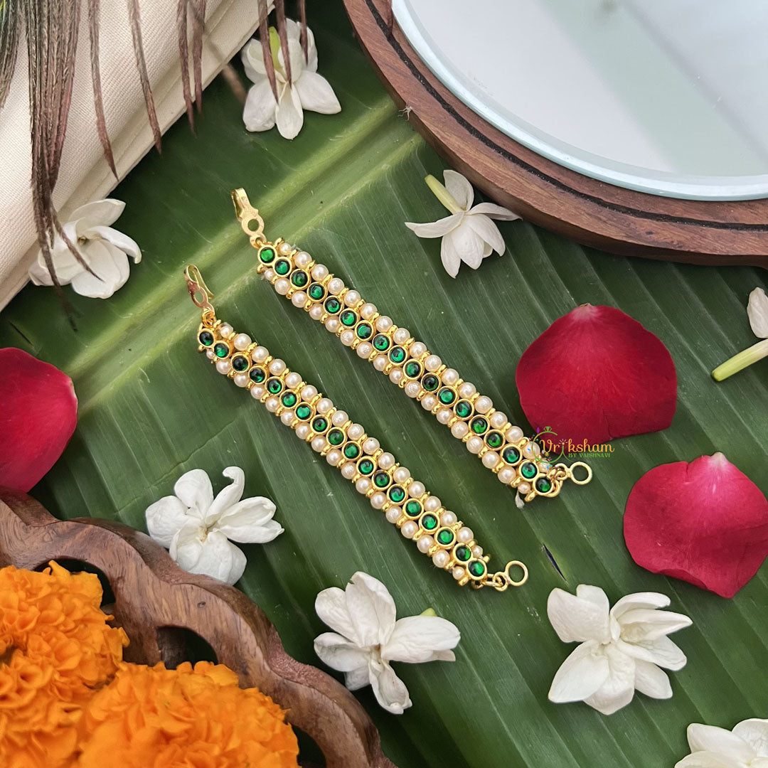 Vriksham Gold Look Traditional Kemp Maatil-Green-Pearl-G19672