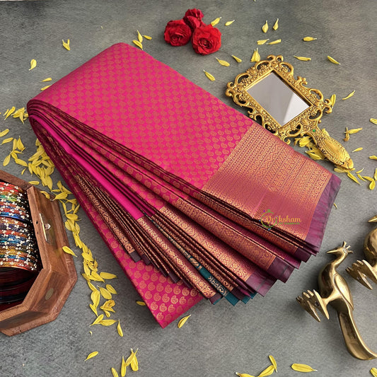 Magenta Semi Soft Silk Saree-VS4047