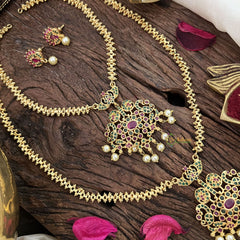 Vriksham Designer Combo Diamond Neckpiece-Red Green-G18862