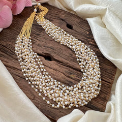 Elegant 15 Layered White Pearl Malai-G13480