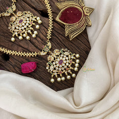 Vriksham Designer Combo Diamond Neckpiece-Red White-G18863