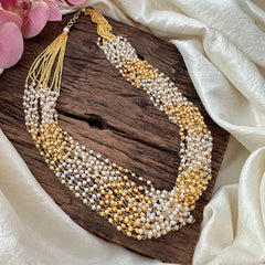 Layered White And Golden Pearl Malai-G12199