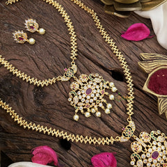 Vriksham Designer Combo Diamond Neckpiece-Red White-G18863