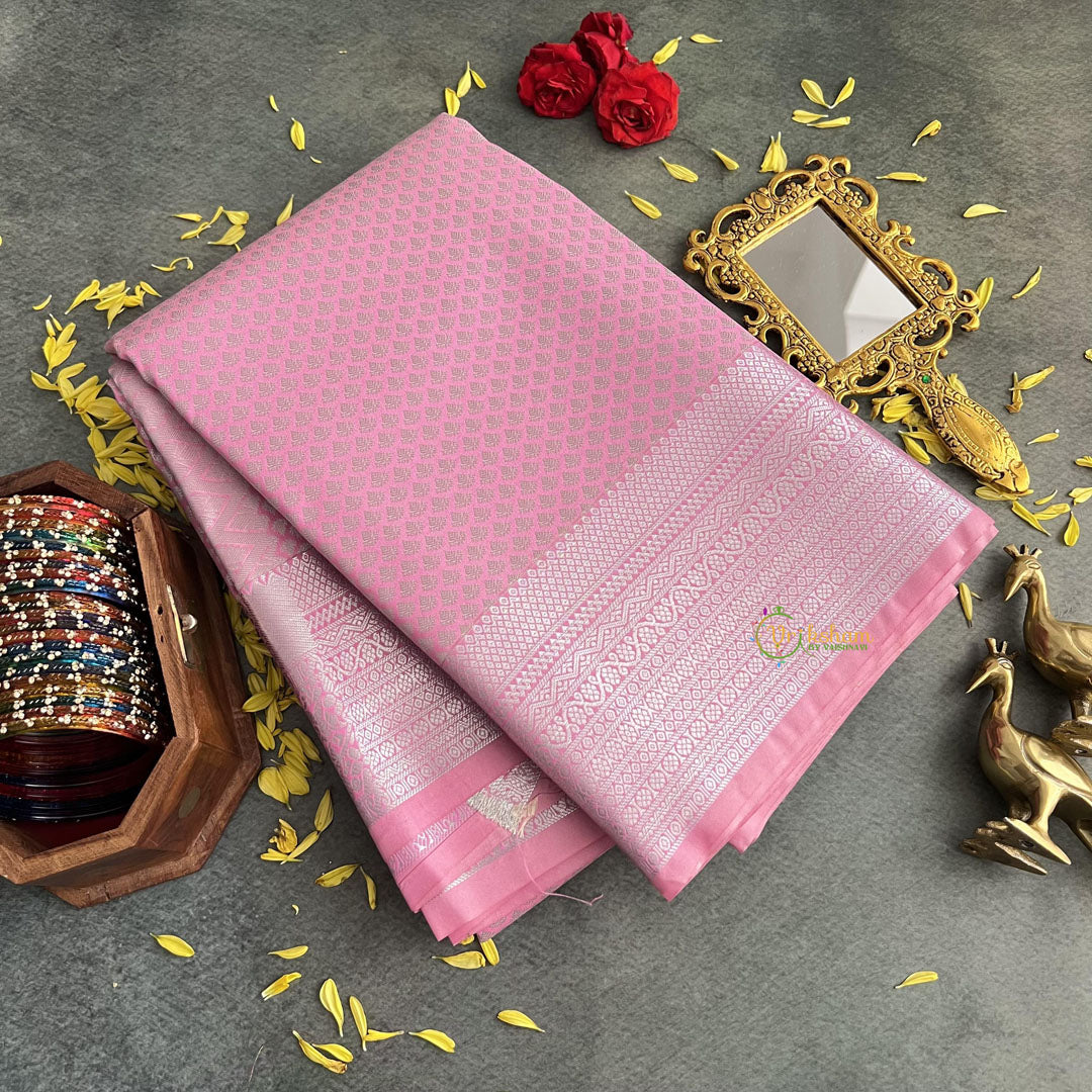 Baby Pink Semi Soft Silk Saree-VS4053