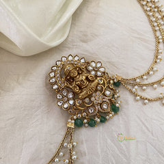 Lakshmi Bun Billai with Maatil -Bridal Jada Billai -Green Bead -Pearl Maatil -G10916