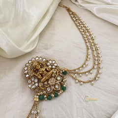 Lakshmi Bun Billai with Maatil -Bridal Jada Billai -Green Bead -Pearl Maatil -G10916